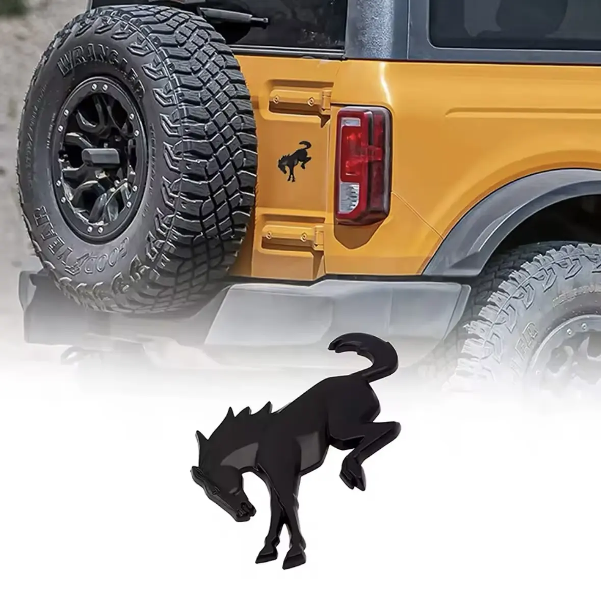 Bronco Horse Emblem; High-Quality ABS Material; Adhesive Attached; Matte Black Car Vehicle Decoration Stylish Car Merch