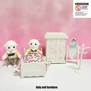 Dollhouse Furniture Set, 9 Counts/set Miniature Dollhouse Bedroom Furniture Toy, Dollhouse Playhouse Accessories for 3 Years Old Above Boys & Girls