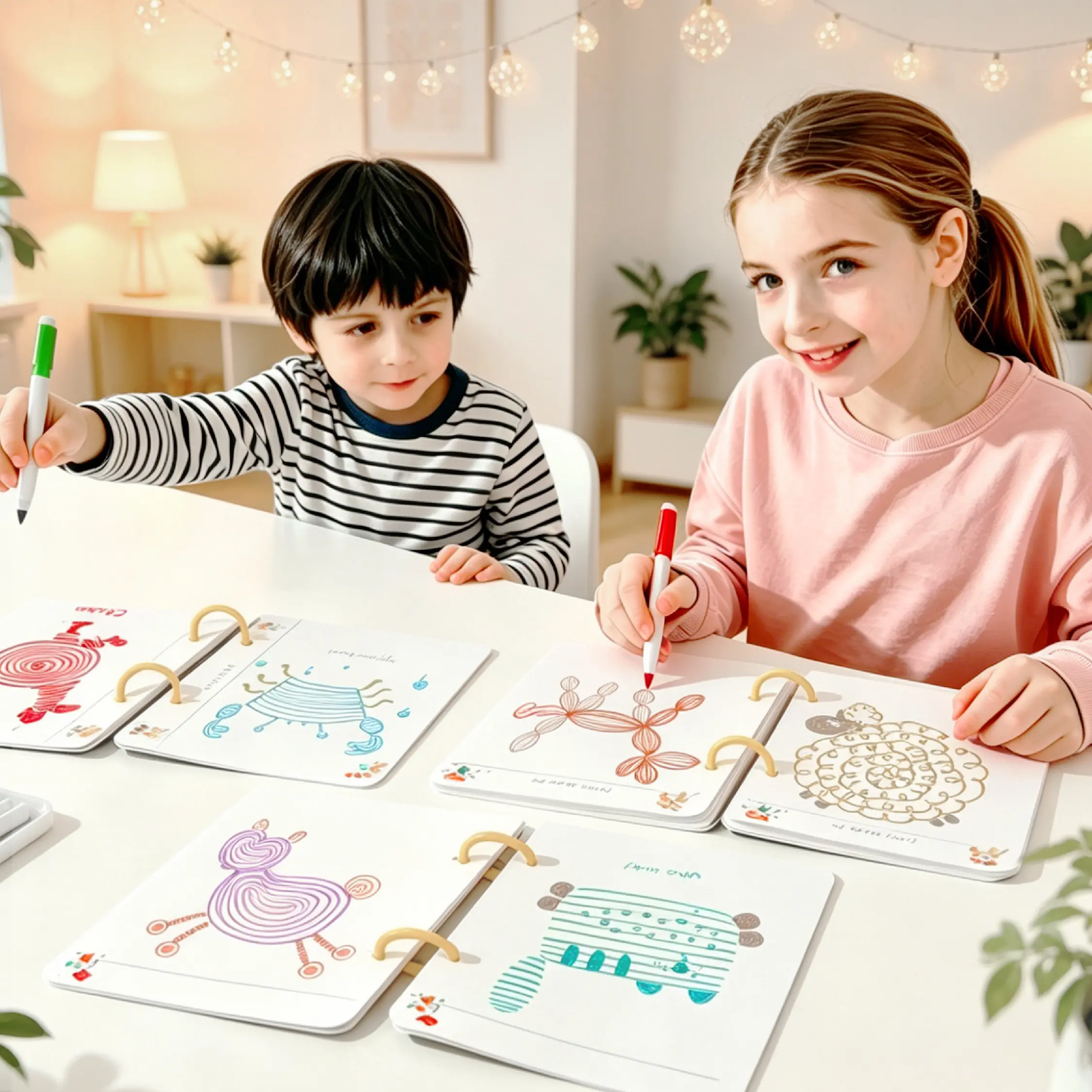 DLMdilemu Kids Pen Control Workbook Set (2 Books, 48+48 Pages), Preschool Tracing Activity Book for Fine Motor Skills, Handwriting Practice Educational Toy for Toddlers
