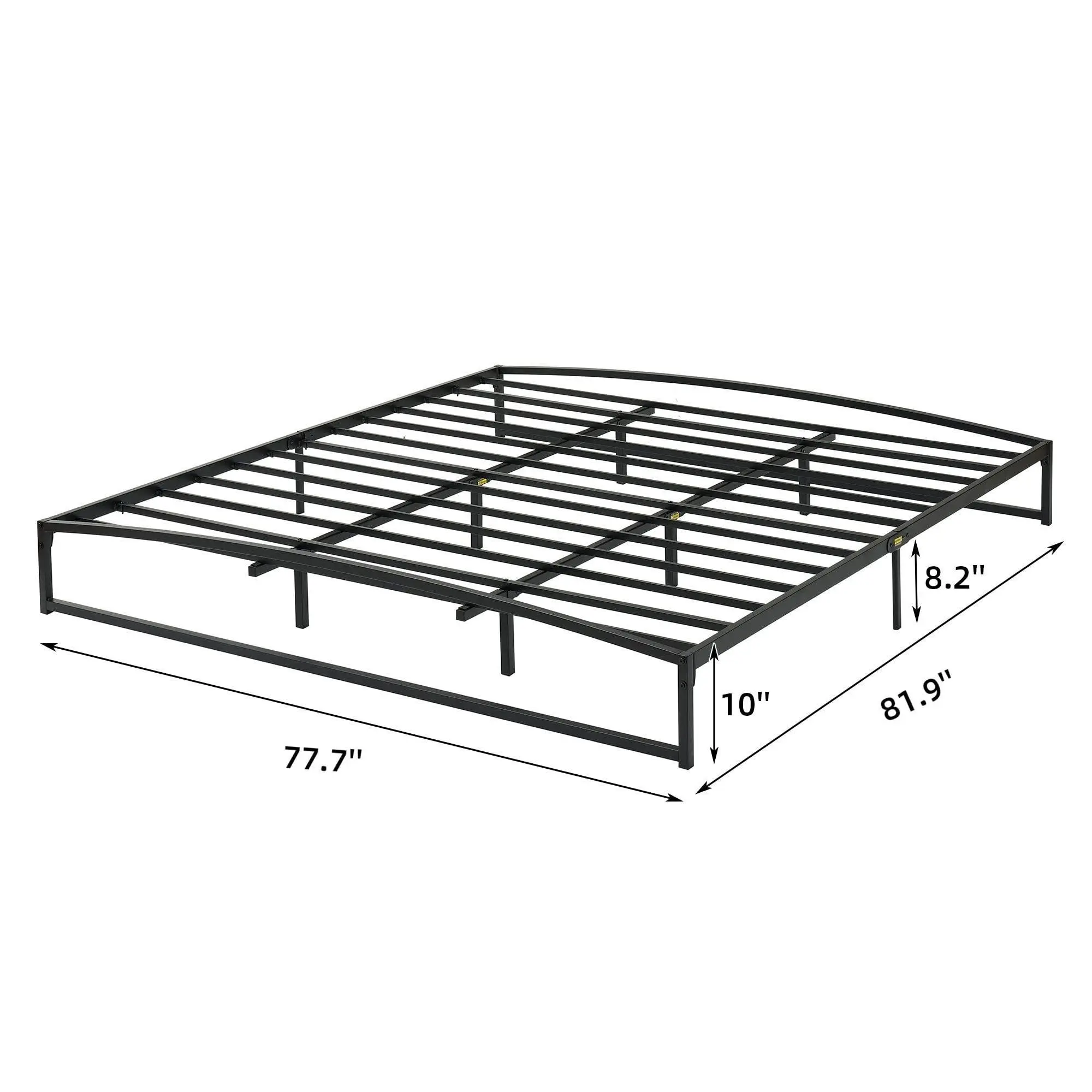 Low Bed Frame King Size, 10 Inch Heavy Duty Metal Platform with Arch Design Easy Assembly Strong Bearing Capacity Under Bed Storage No Box Spring Needed, Black