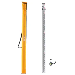 VEVOR Aluminum Grade Rod, 9-Feet/10ths 3 Sections Telescopic Measuring Rod, Double-Sided Scale 1/10ft Leveling Rod Stick, Aluminum Alloy Survey Rod with Bubble LevelCarrying Bag for Houses, Walls, Floors