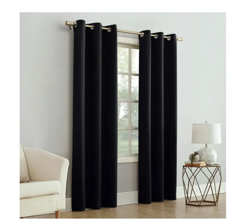 Premium 1-Piece Total Blackout Thermal Insulated Window Curtain with Modern Grommets 40"x84" Jet Black for Home Decor