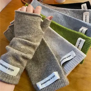 Women's Korean Version Half-Finger Gloves Autumn Winter Warm Imitation Cashmere Knitted Hand Made