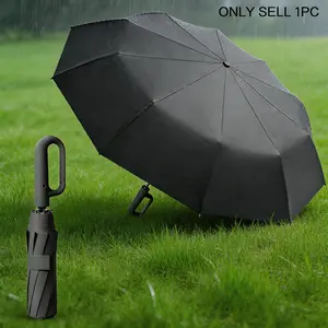 Automatic Folding Umbrella, Portable Rain Umbrella with Loop Buckle, Windproof & Lightweight Waterproof Umbrella for Men & Women，Durable, Fits Backpack & Cars,Windproof Travel Umbrella