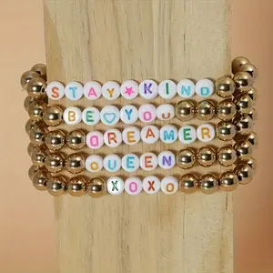 5pcs Bohemian Beaded Colorful Letter Bracelet For Men And Women Party Wearing