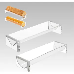 Set of 2 Clear  Cracker Trays Rectangular Serving Platters, Ideal Cracker Holder for Charcuterie, Parties &   Display | Connected Cluster Design