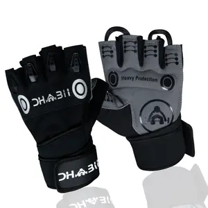 Dhabii Weight Lifting Gloves with Wrist Wraps, Premium Quality Amara Leather, Foam Padding, Available in Sizes S, M, L, XL, 110g, Unisex