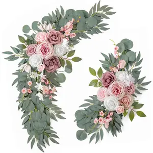 2-piece elegant pink artificial flower pendant, suitable for wedding ceremonies and arch decoration - multifunctional home decoration, no need for power supply