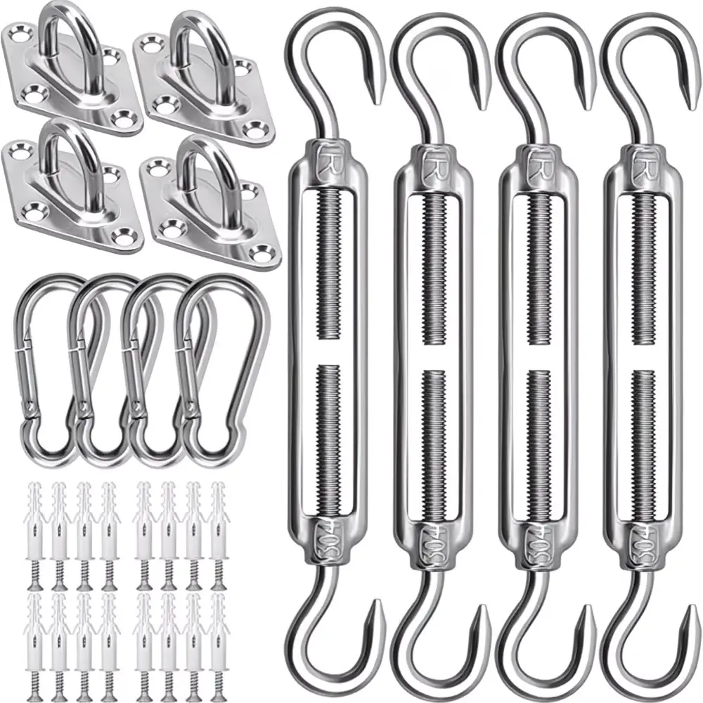 44pcs Ultimate Shade Sail Installation Kit - Easy to Assemble, Durable Structure, Hook For Shade Mesh/awning, Pergola Bracket Kit, Shade Mounting Hardware Kit, Wire And Anchoring, Sun Sail Fixation