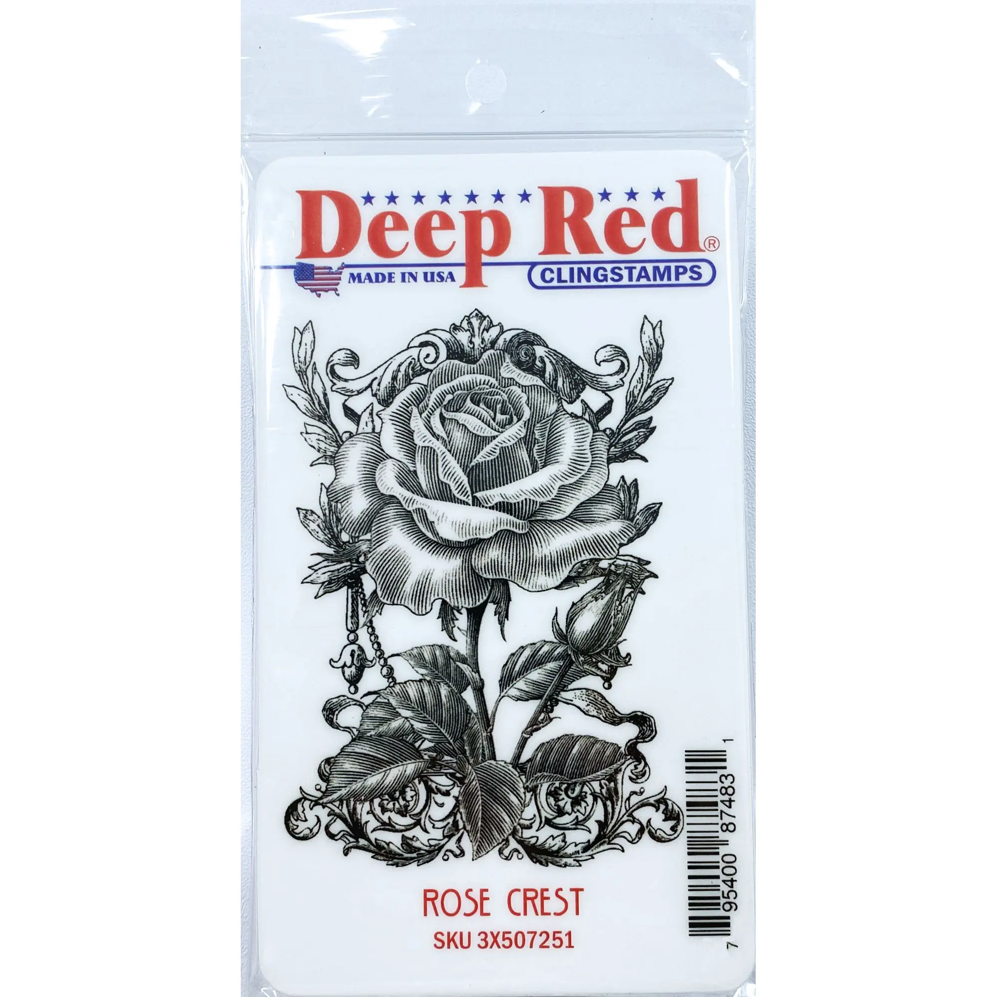 Rose Crest Rubber Cling Stamp