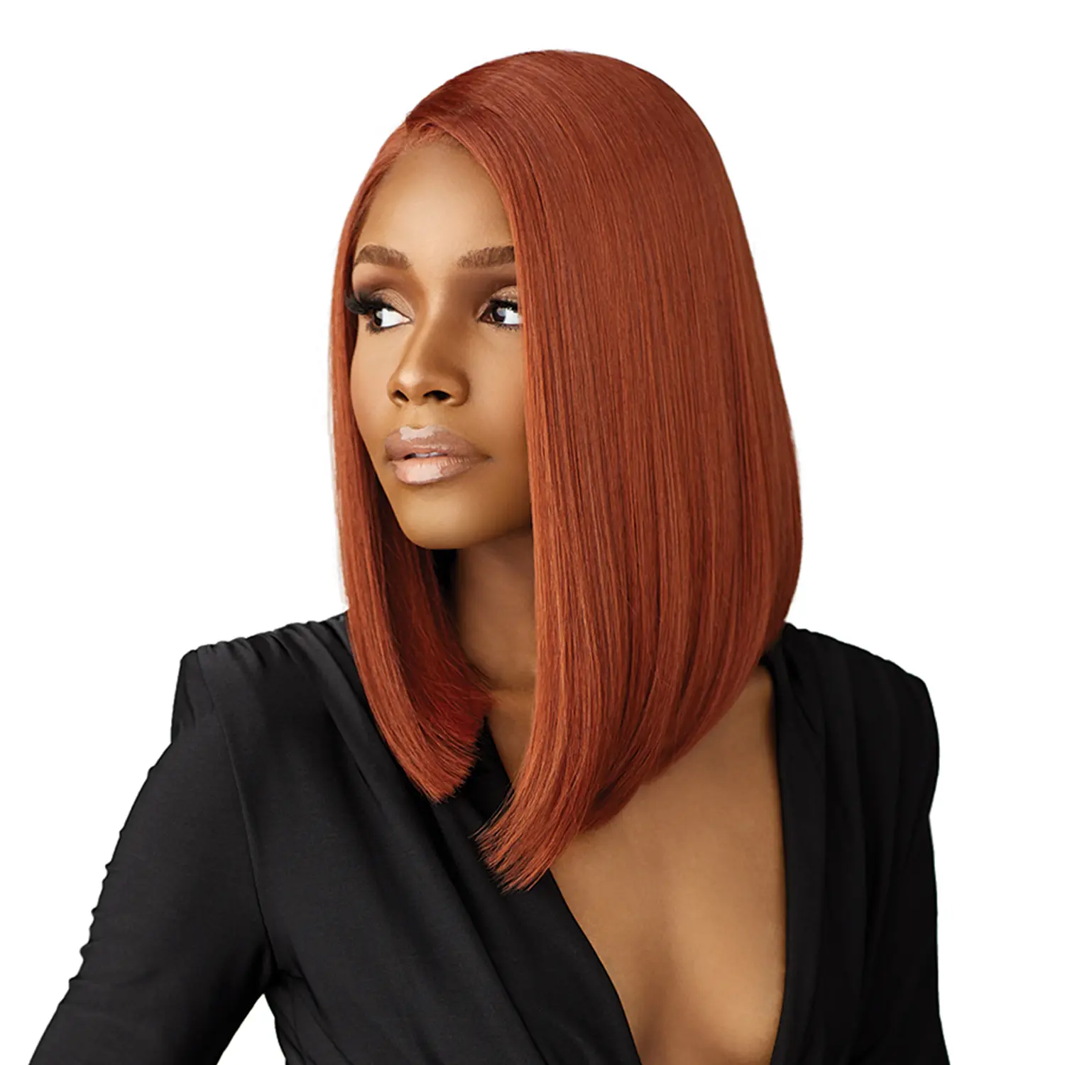 Sensationnel HD Lace Front Wig - Butta Lace Glueless Chic Bob Lob Unit 1, Straight Hair, Baby Hair, Deep Parting, Hand-Tied for Chic Look