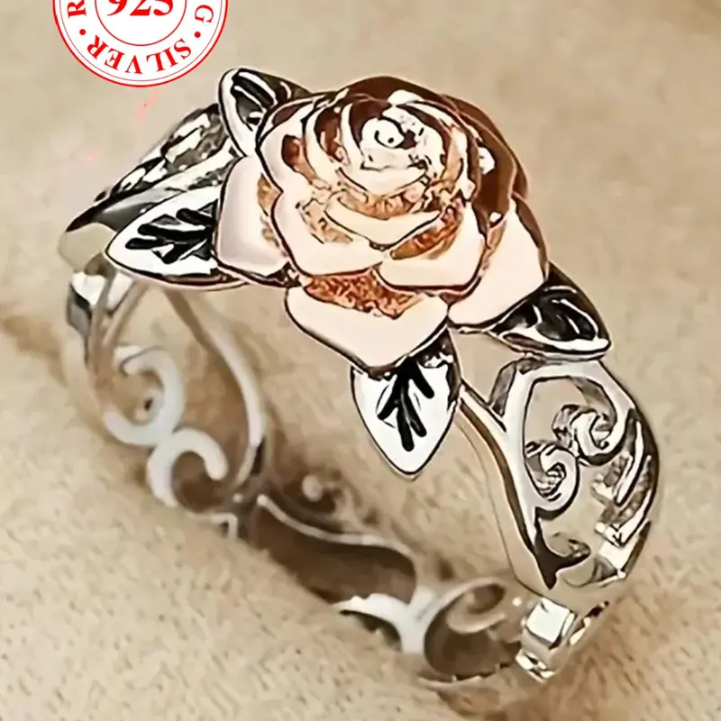 S925 Sterling Silver Fashion Flower Design Statement Ring, Promise Ring, Jewelry for Party, Daily Clothing Decor, Trendy All-match & Exquisite Jewelry for Birthday Gift, Wedding Promise Rings, Elegant Rings, Beautiful Rings