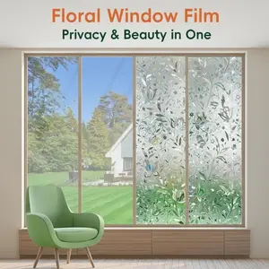 Peony Frosted Glass Sticker Self-Adhesive Window Privacy Film, Ideal for Bedrooms Bathrooms Offices, Enhances Security & Style
