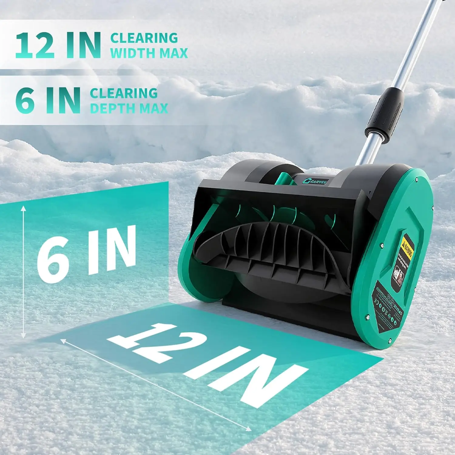 Electric Snow Blower Cordless - Snow Shovel 12" Width, 6" Depth, 16.5 FT Snow Throwing Distance, 15A 4.0Ah Battery & Quick Charger, Adjustable Handle, Walkways Deck Driveways Stair Snow Removal Home