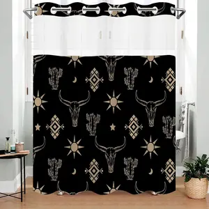 Western Cow Pattern Shower Curtain, 1 Count Modern Waterproof Bathroom Curtain, Bathroom Accessories for Home Decor Hotel Dormitory, Bathroom Decoration Accessories