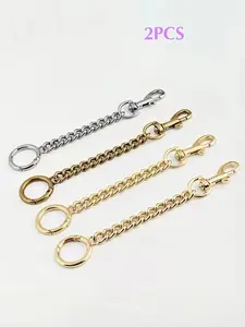 2pcs gold and silver metal wallet chain strap extension accessory pendants, extended crossbody bag shoulder straps，pursepurse extender bag extender ，Small bag chain extension accessories, small hardware chains