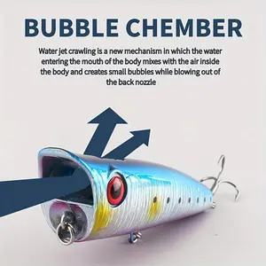 1pc Water Spray Wave Crawling Bait Surface Long Throw Floating Water Wave Bait Night Light Noise Hooked Mouth Bass Fake Bait