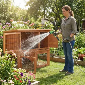 Garvee 100FT Heavy Duty Stainless Steel Garden Hose with 10-Function Nozzle, No-Kink, Flexible & Lightweight Metal Water Hose with Solid Brass 3/4'' Connectors for Yard, Outdoor, Car Washing