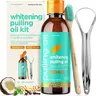 artnaturals Coconut Oil Pulling (8oz) Tongue Scraper & Toothbrush Set - Alcohol-Free Mouthwash - Infused with Magnesium & Peppermint
