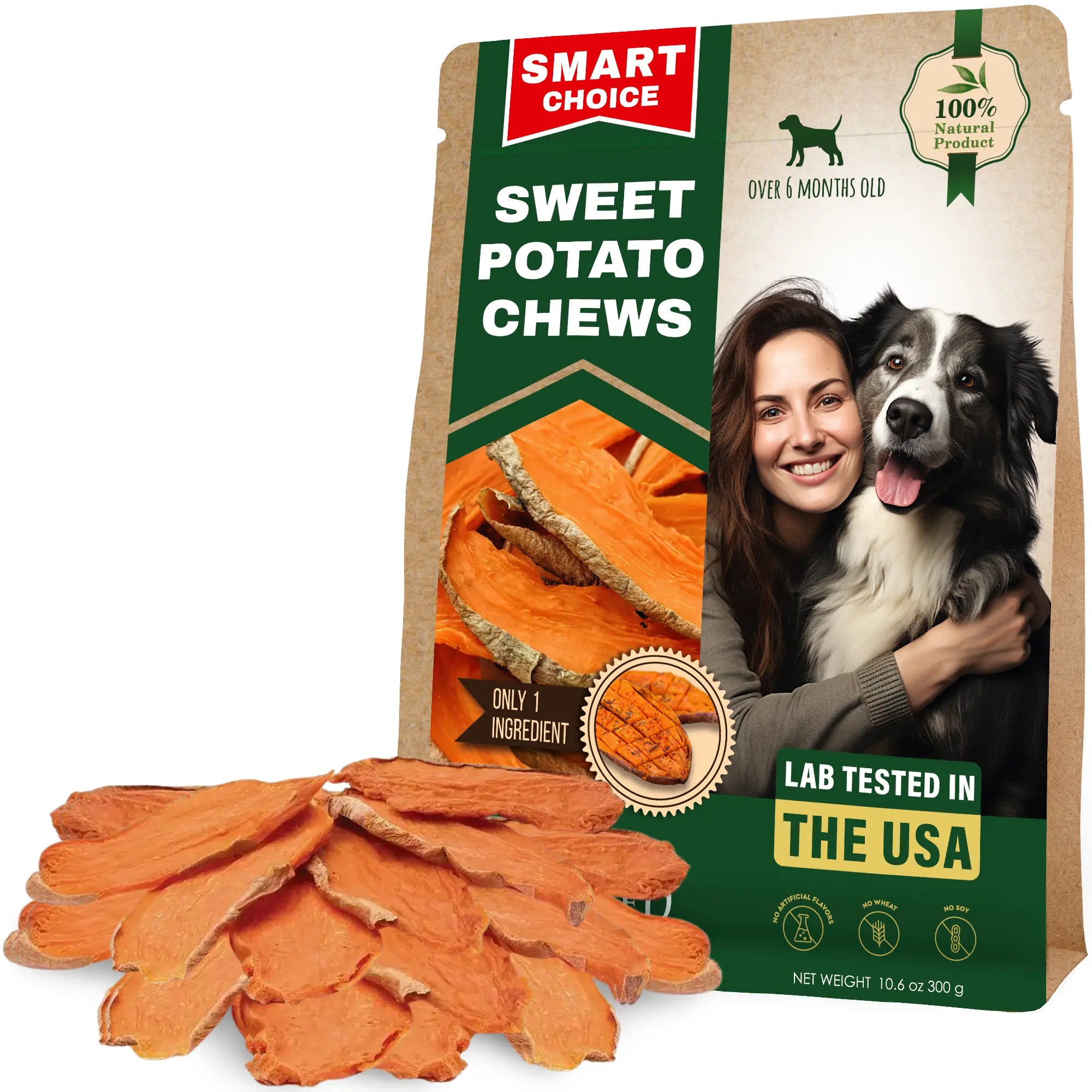 Beloved Pets Sweet Potato Dog Treat Chips - Grain-Free, 0 Fillers, Puppy Training Treats, Plaque & Tartar Aid, Sensitive-Stomach Pet Snack Chews