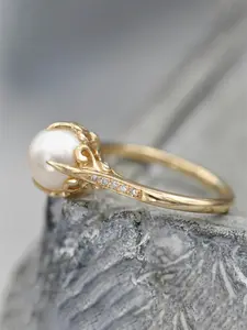 Faux Pearl Decorated Ring, Pearl Embellished, Elegant Simple Ring for Women for Party, Daily Clothing Decor, Wedding Engagement Anniversary Party Jewelry Gifts, Unique Rings, Fashion Rings, Elegant Everyday Ring