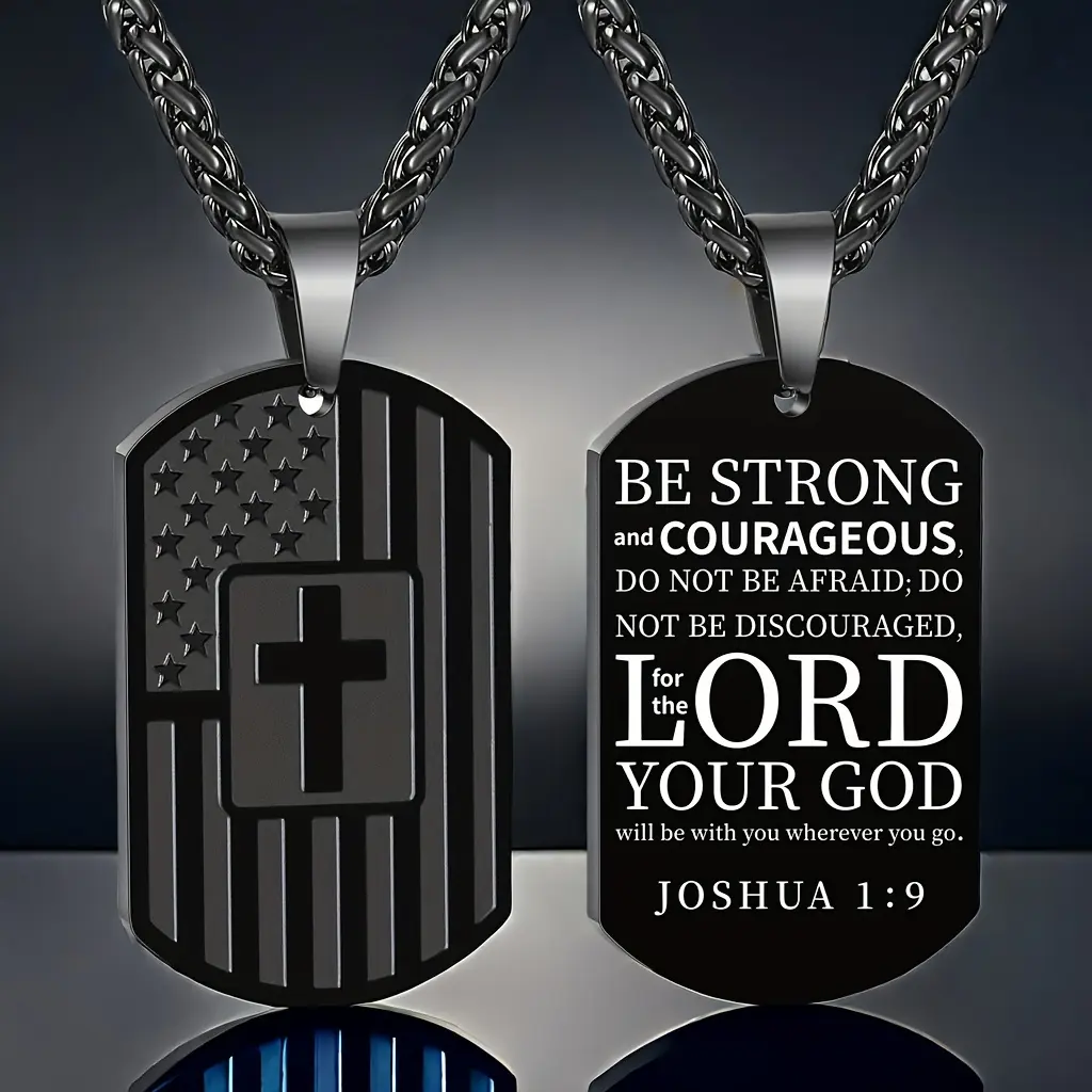 Men's Glossy Stainless Steel Crucifix Necklace, Long Cross Chain with Engraved Scripture for Daily Religious Wear, Choker Necklaces, Engraved Bible Verse Necklaces