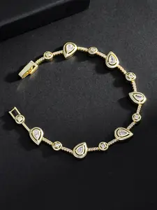 1PC ICED CHICS teardrop-shaped hip-hop bracelet, suitable for both men and women, a couple's style, ideal for daily wear. Made of copper inlaid zircon material with a stable coating, it's the best gift for your partner