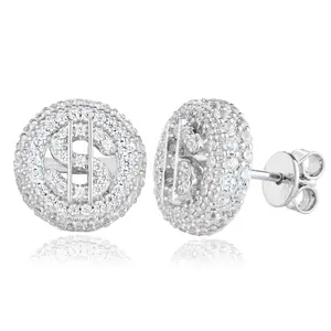 【#E574】Dollar character earrings UCCIYO Synthetic Moissanite Earrings For Women 925 Sterling Silver Stud Earring Men Hip Hop Jewelry Couple Gift summerwins
