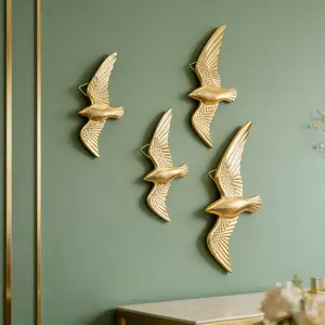 4pcs European Style Bird Shape Wall Decor, Resin Hand-Painted Indoor Hanging Ornament, Festival Party Decoration, Living Room Bookroom Shop