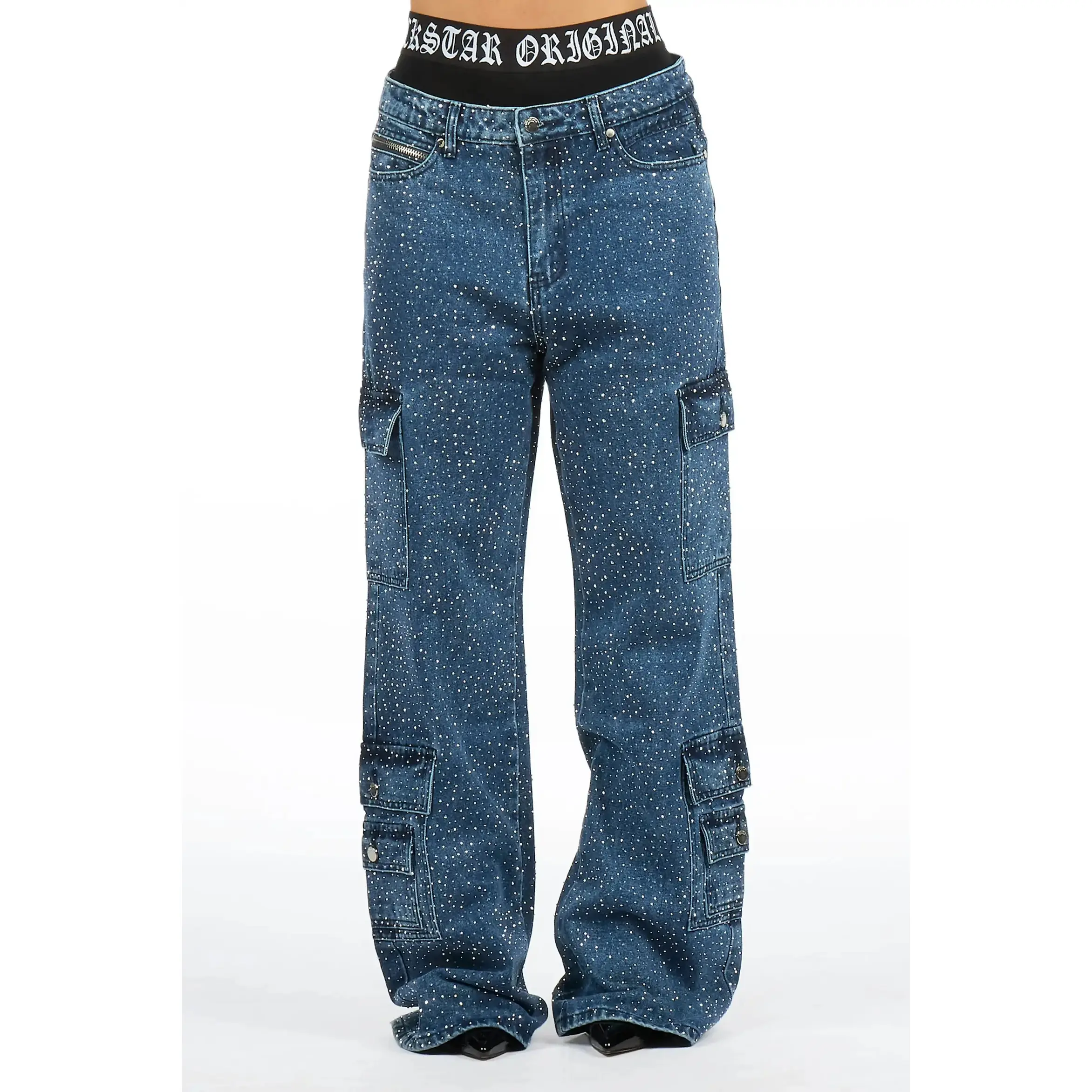 Dominika Blue Rhinestone Baggy Fit Jean