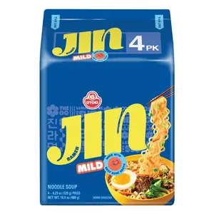 OTOKI Jin Ramen Mild Flavor 4-Pack - Authentic Traditional Korean Instant Noodles, 4.23 oz Each, Crafted with New Zealand Beef Bone Broth, Quick & Easy Food Meal