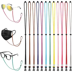 Women's Elastic-Fit Adjustable Leather Eyeglass Straps, 12PCS Neck-Held Holders for Reading Glasses