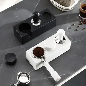Coffee Tamper Station, Coffee Tamper Holder with Adjustable Pressure Knob & Filter Holder, Durable ABS Plastic Tamper Station for Coffee Shop, Store & Home Workspace Coffee Brewing Tool, Coffee Station Organizer