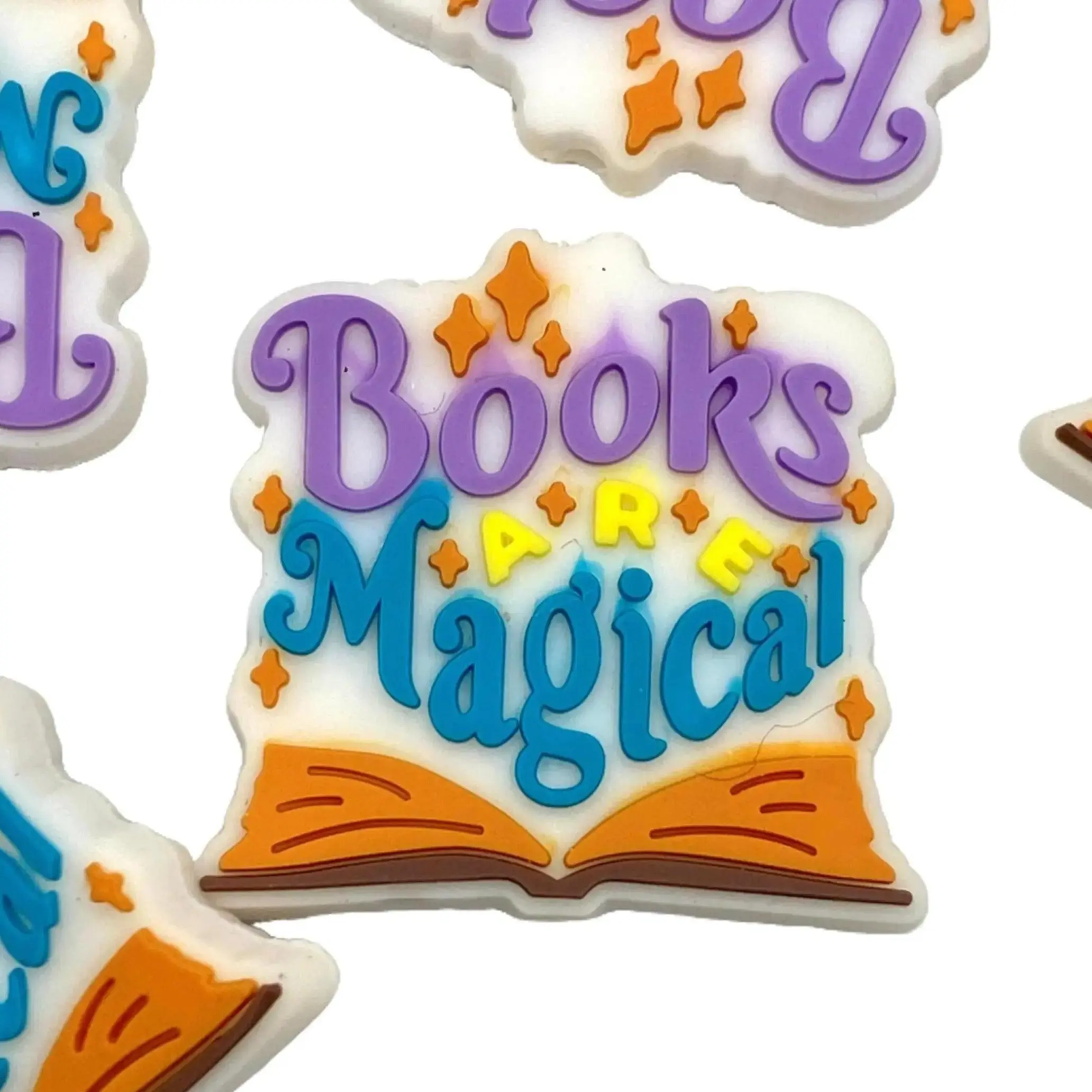1pc Books Are Magical PVC Focal Beads for DIY Craft Supplies Colorful Beads for Accessories