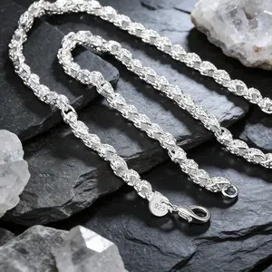 [Sterling Silver plated|   Hypoallergenic] Nickel-Free 925 Sterling Silver plated Bamboo Chain Necklace - Fashion Jewelry for Men and Women |   Perfect Gift for Any Occasion 20inch/24inch