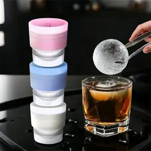 Ice Ball Molds Set of 3, Round Ice Cube Molds, 1.7-Inch Spherical Ice Cubes for Whiskey, Cocktails, Bourbon, Kitchen Utensils, Home Bar Accessories, Ice Ball Trays