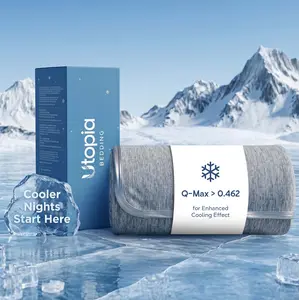 Utopia Bedding Grey Cooling Blanket Queen Size for Hot Sleepers, Q-Max>0.462 Nylon Cold Fabric Absorbs Night Sweats and Body Heat, Lightweight Bed Cooling Layer Thin Summer Blankets, 90x90 Inch
