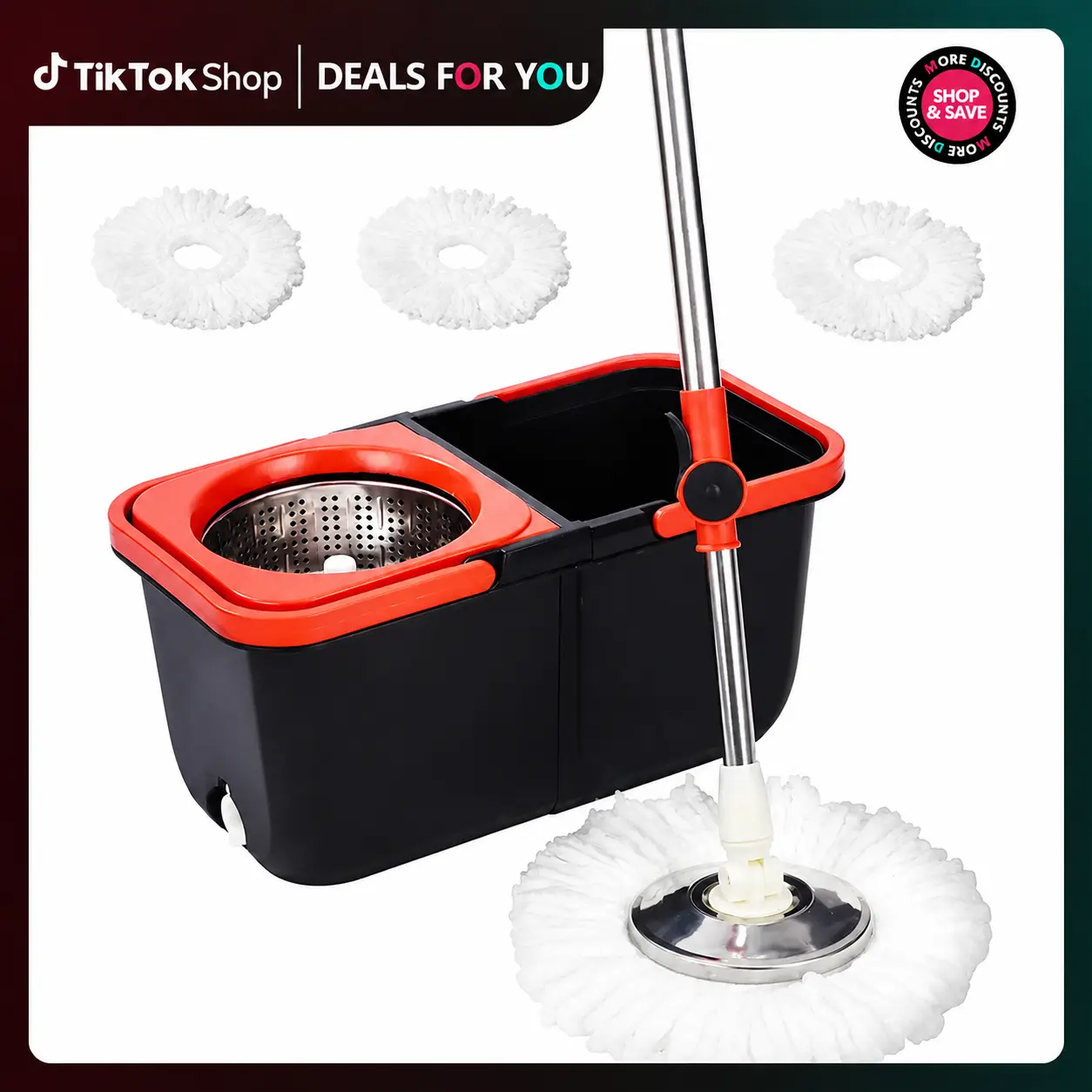 New 360 spin mop and bucket，3 Microfiber Mop Replacement Heads, Adjustable Telescoping Spin Mop Set，Handle Efficient Cleaning Supplies，Mop And Bucket Set,  Folding Bucket，new mop，