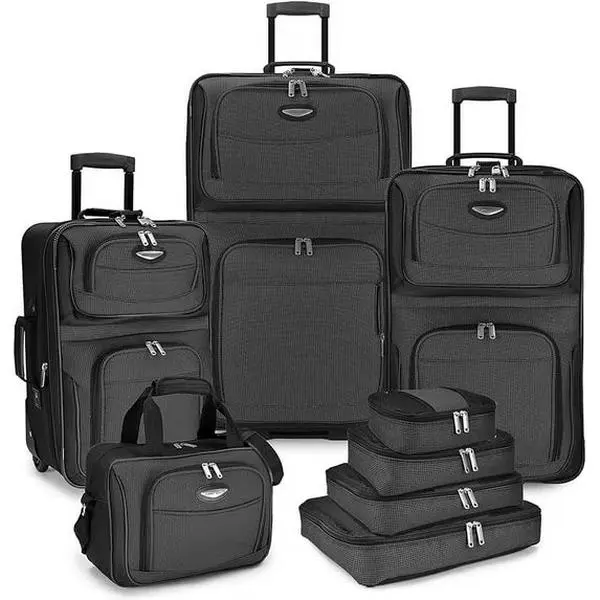 Amsterdam 8-Piece Softside Expandable Luggage Set w/ Packing Cubes & Travel Tote