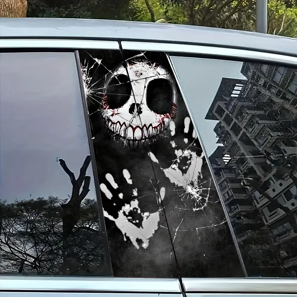 Car Window Sticker, Skeleton Hand Print Pattern Car Window Decal, Waterproof & Sunproof Car Sticker, Universal Car Exterior Decoration Accessories, Car Decals, Skull Decal, Sticker For Cars, Car Vehicle Decoration, Car Decorative Sticker, Car Decorations