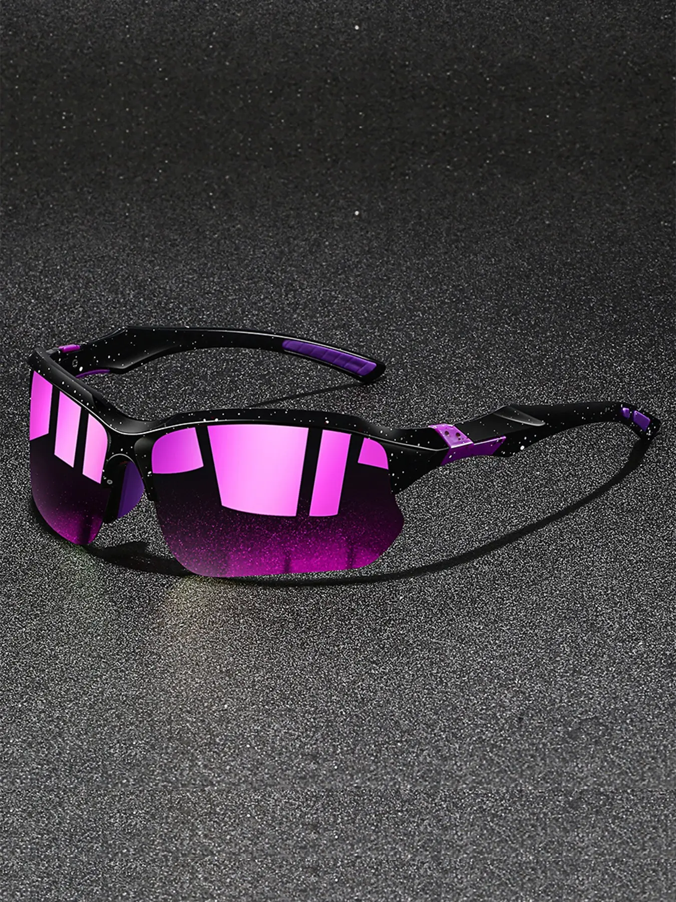 Latest model colorblock half frame sports glasses, Polycarbonate sports eyewear, unisex, multiple color options, nose pad rubber material, enhance wearing comfort, suitable outdoor activities such as driving, fishing, beach vacations