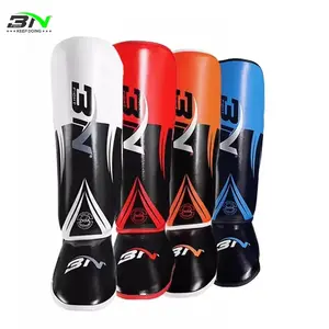 BN Professional Boxing MMA Shin Guards PU Leather Shin Pads Leg Protector for Training Sparring and Punching Protector