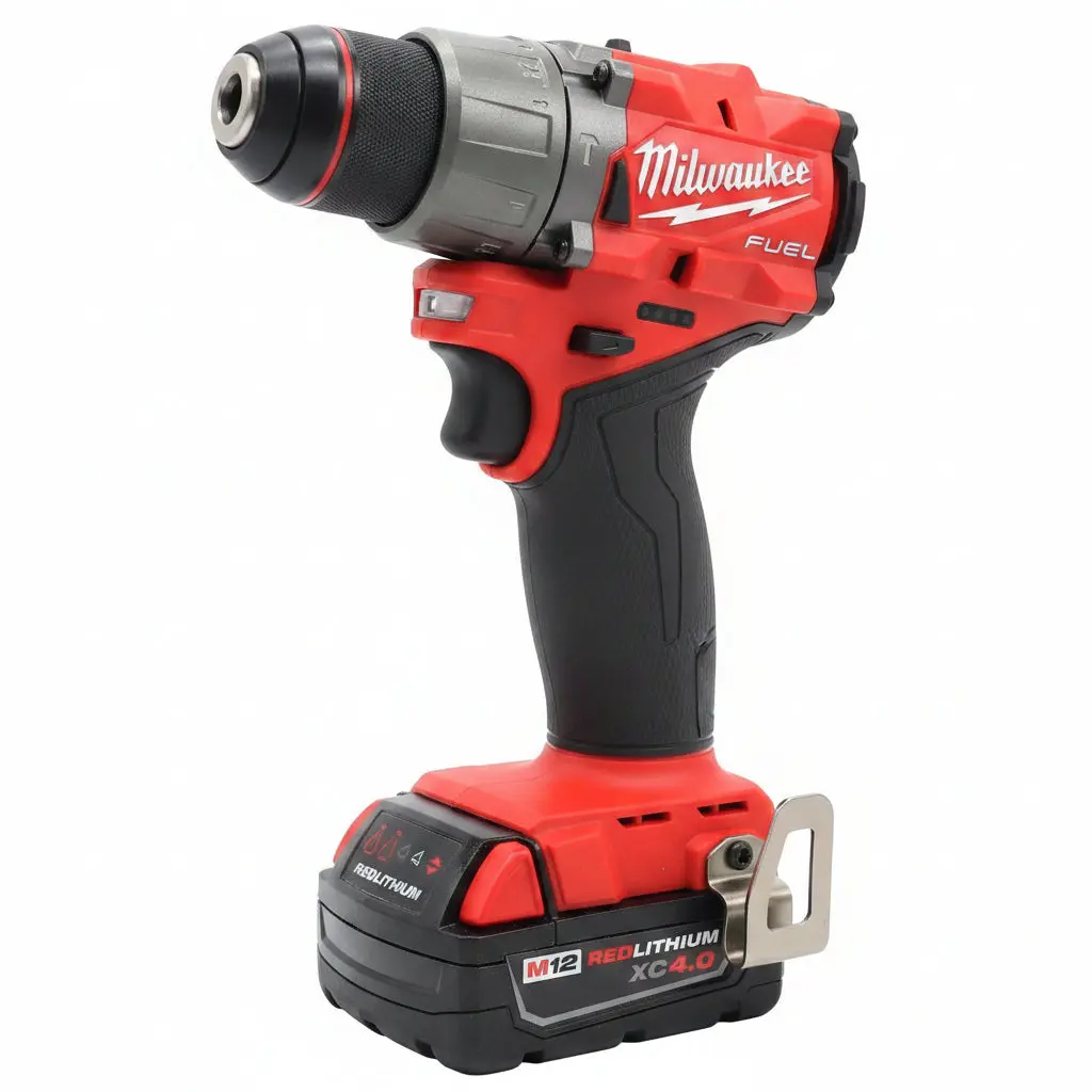 Milwaukee M12 Fuel Brushless Motor 1/2 in All Metal High Torque Hammer Drill (3404-20) with 4.0 Ah Battery for Tight Spaces, Power Tools