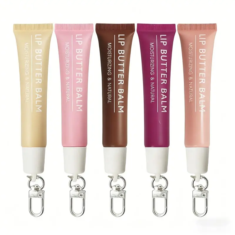 Keychain lip balm，lip gloss keychain- 3 in 1 Keychain mini lip gloss for girls - High Shine Hydrating Non Sticky Clear Tinted Lip Color Pack - Keychain lip set