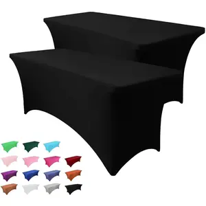 2 pack 6ft table cloth for rectangle table black tablecloths rectangular fitted stretch spandex table covers 6 ft for birthday cocktail wedding banquet christmas holiday tablecloth