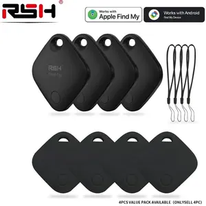 RSH Smart tag iOS/Android Lost Alarm Bundle, Wireless Positioning Tracker, Compatible with Apple Find My/google Find HUB, Tracks Keys Luggage Cars Bikes Bags Wallets, Includes 4 Tags