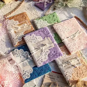 Mixed Material Paper Pack, 16pcs/pack Vintage Lace Material Paper, DIY Scrapbooking & Journal Making Craft Supplies for Home School Office