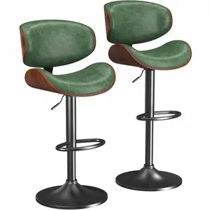 【Deals for Your Days】AOWOS Bar Stools, Set for 2/4, Adjustable Bentwood Barstools, Modern PU Leather Upholstered Bar Chair with Back and Footrest, for Bar, Island Counter, Kitchen, Dining Room