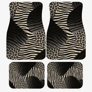 Zebra Stripe Pattern Car Floor Mats, Crystal Velvet Material, Four-piece Car Floor Mat Set Includes 1 Trunk Mat, Travel Accessory, Fun Design, Protective Coverage, Vehicle Liner, Suitable For Family Vehicles Such As SUVs, Sedans And Minivan