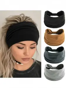 Summer Women's Simple Plain Color Elastic Hair Band for Women & Girls, Minimalist Headwear Suitable for Thick Hair, Fashion Hair Accessories for Party, Headbands on forehead